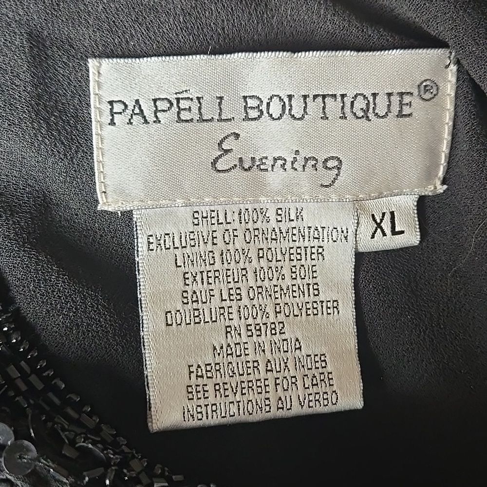 VINTAGE Adrianna Papell Size XL Top Elegant Black Sequin Womens Blouse Dressy - Picture 14 of 16